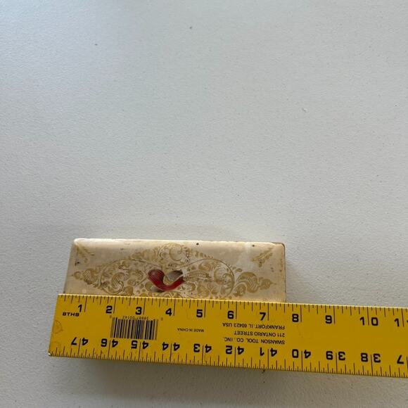 Victorian Antique Painted Wood Hinged Box Gilded 7.5"x3"x1.5" - Picture 9 of 12